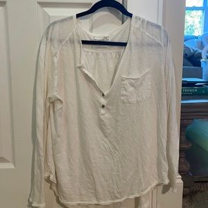 White long sleeve button up flowy top